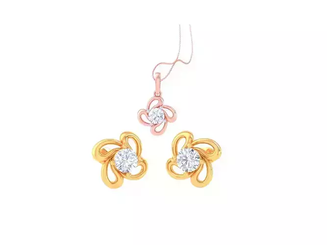 Solitaire Super Light Weight Earring Pendant Set