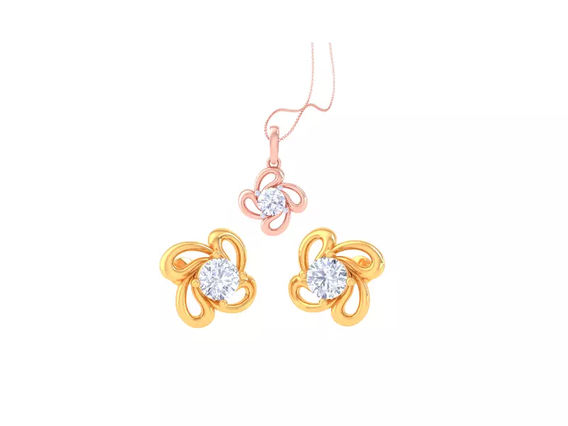 Solitaire Super Light Weight Earring Pendant Set 3D print model