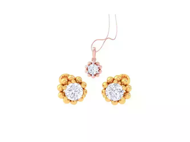 Solitaire Super Light Weight Earring Pendant Set
