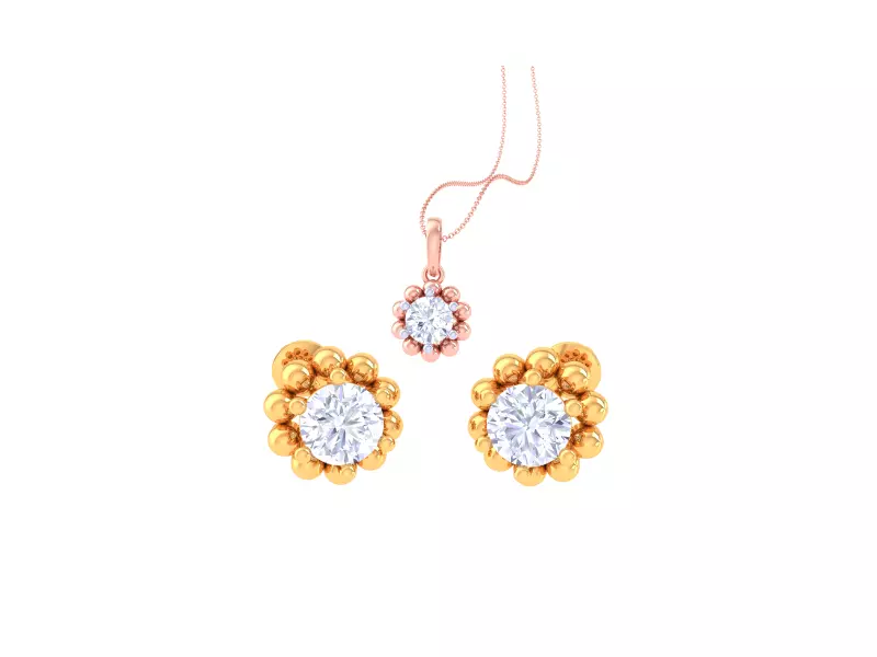 Solitaire Super Light Weight Earring Pendant Set 3D print model