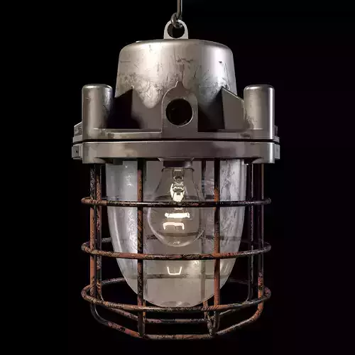 1970s Steel and Glass Nautical Caged Ship Light with Wrench 3D model