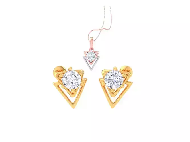 Solitaire Super Light Weight Earring Pendant Set