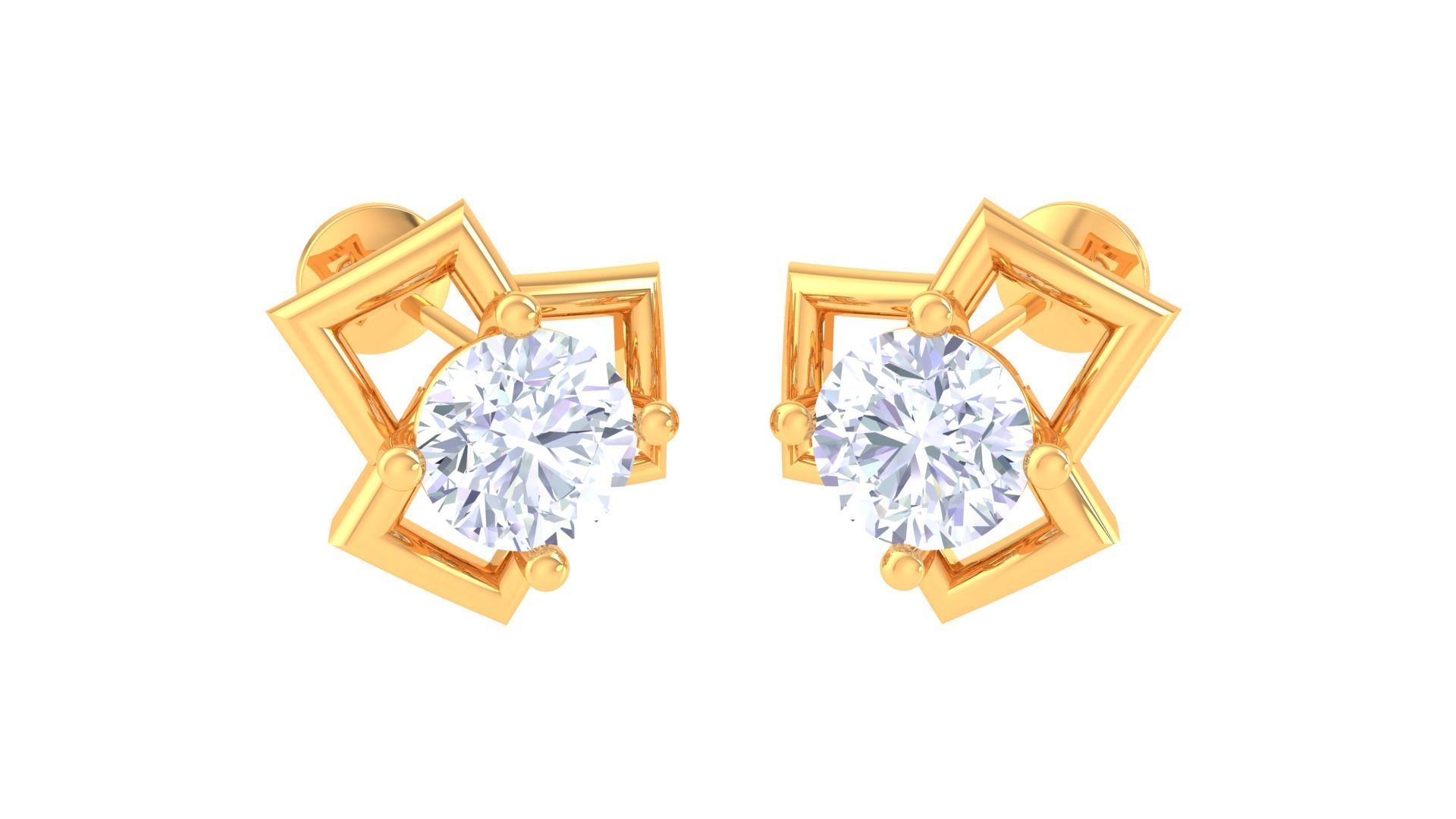 Solitaire Super Light Weight Earring Pendant Set 3D print model_4