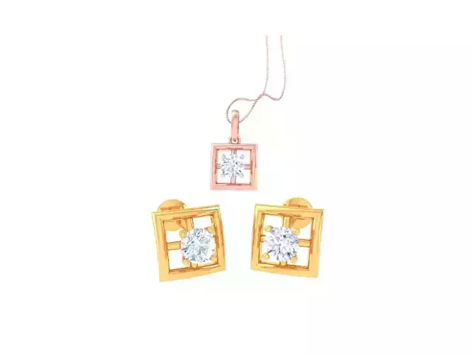 Solitaire Super Light Weight Earring Pendant Set