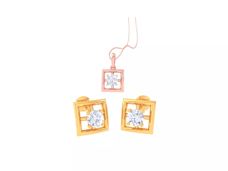 Solitaire Super Light Weight Earring Pendant Set 3D print model