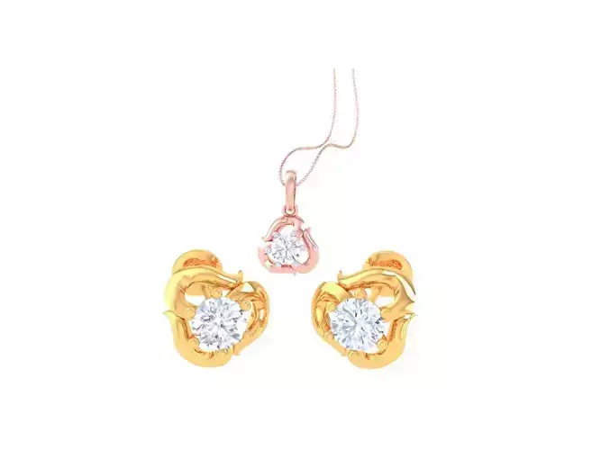 Solitaire Super Light Weight Earring Pendant Set