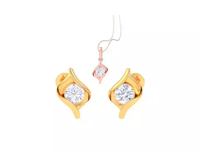 Solitaire Super Light Weight Earring Pendant Set