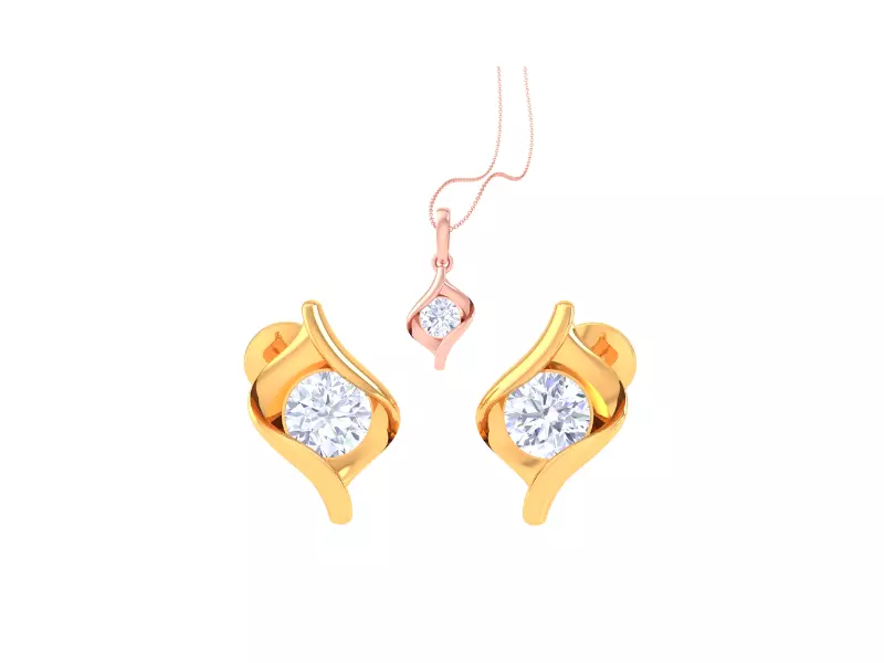 Solitaire Super Light Weight Earring Pendant Set 3D print model