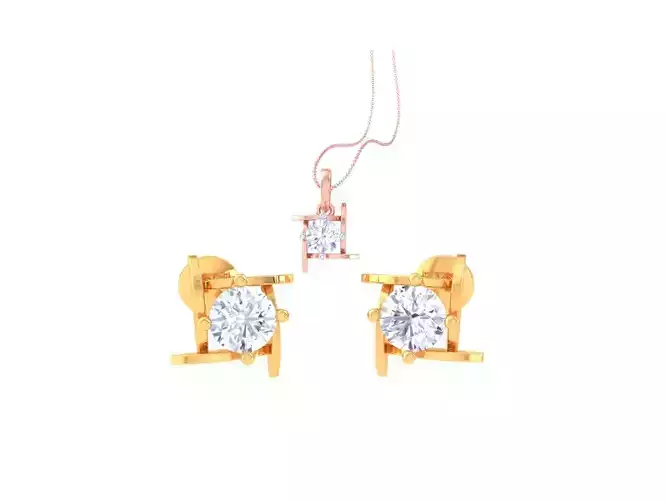 Solitaire Super Light Weight Earring Pendant Set