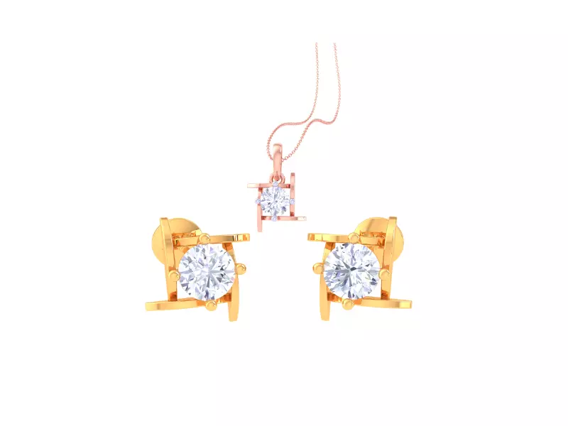 Solitaire Super Light Weight Earring Pendant Set 3D print model