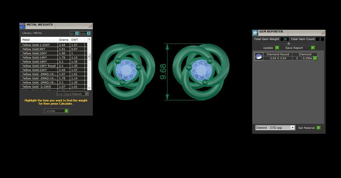 Solitaire Super Light Weight Earring Pendant Set 3D print model_10