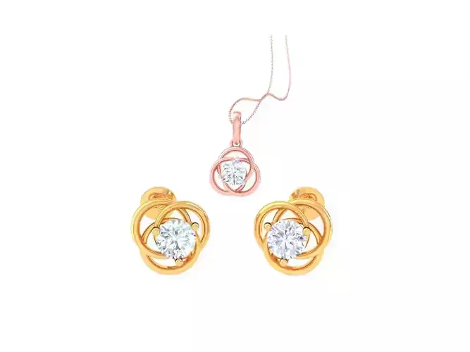 Solitaire Super Light Weight Earring Pendant Set