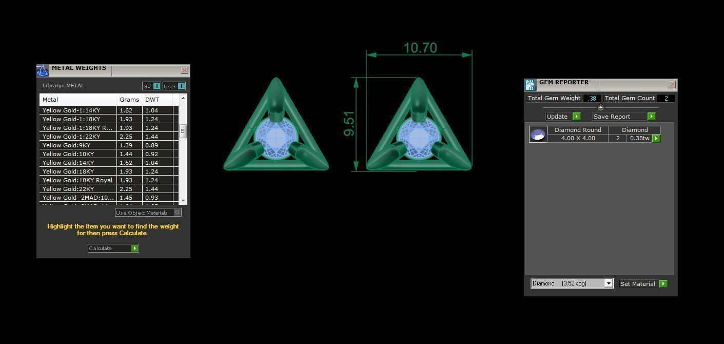 Solitaire Super Light Weight Earring Pendant Set 3D print model_9