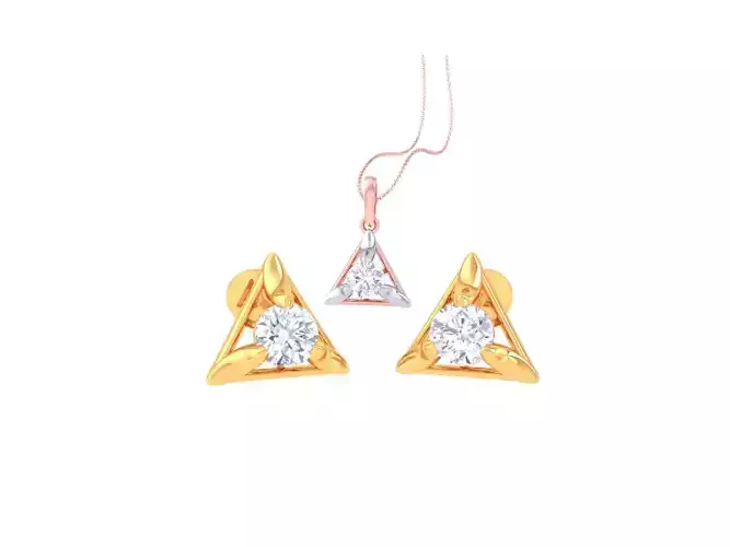 Solitaire Super Light Weight Earring Pendant Set 3D print model