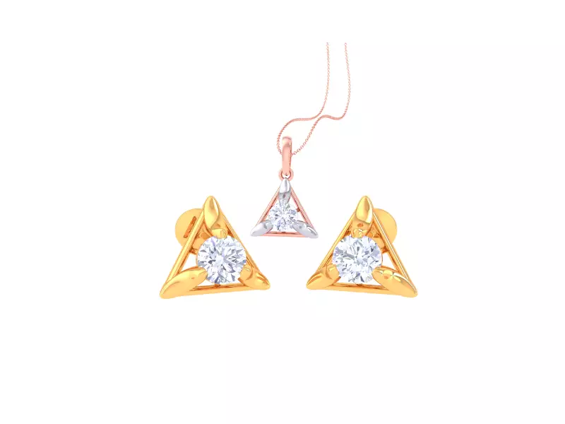 Solitaire Super Light Weight Earring Pendant Set 3D print model_0