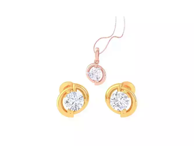 Solitaire Super Light Weight Earring Pendant Set