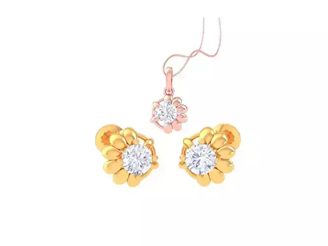 Solitaire Super Light Weight Earring Pendant Set