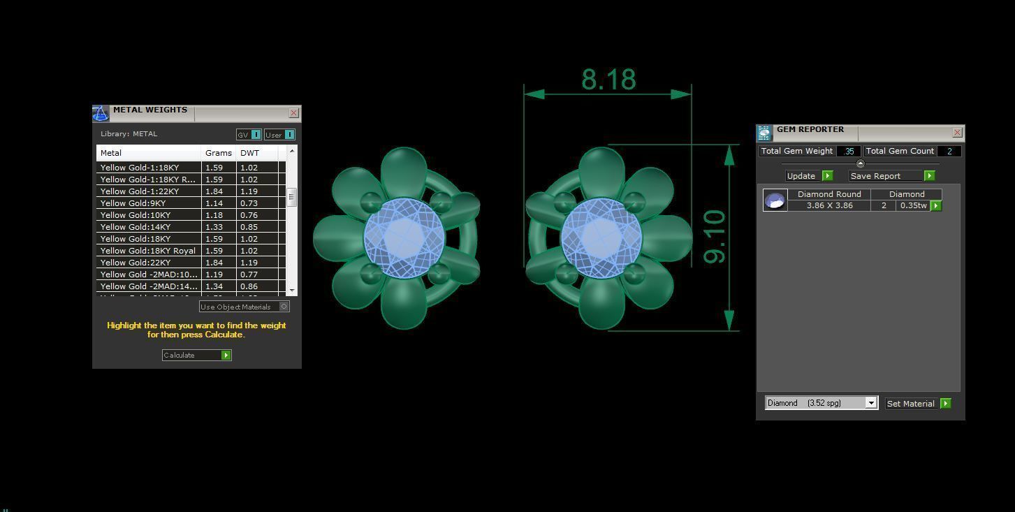 Solitaire Super Light Weight Earring Pendant Set 3D print model_10