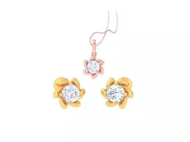 Solitaire Super Light Weight Earring Pendant Set