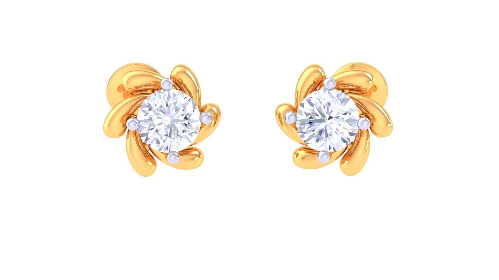 Solitaire Super Light Weight Earring Pendant Set 3D print model_4