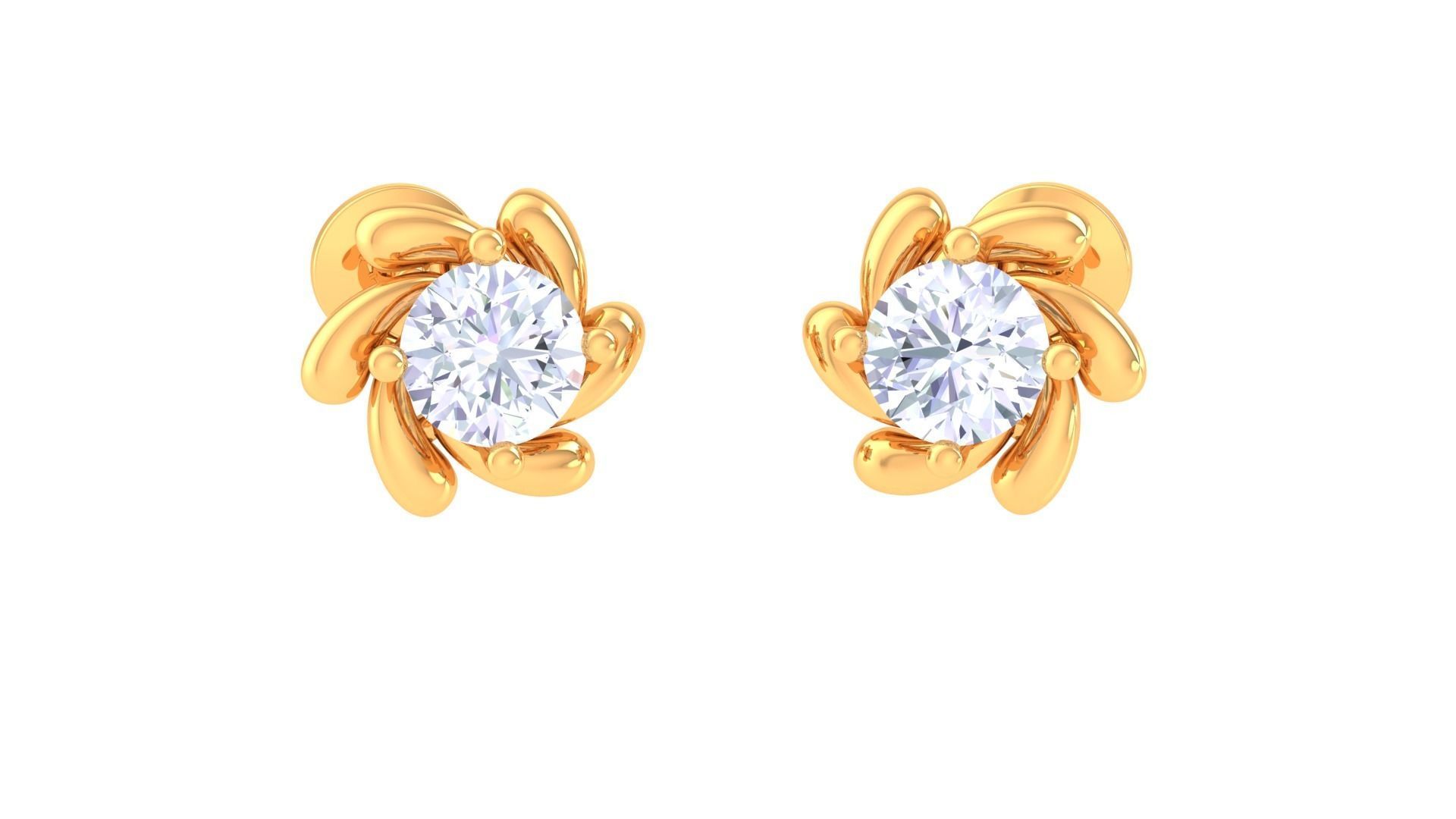 Solitaire Super Light Weight Earring Pendant Set 3D print model_3