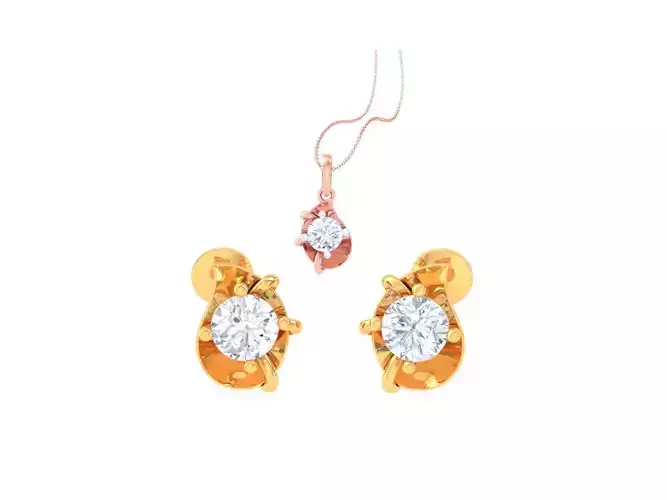 Solitaire Super Light Weight Earring Pendant Set