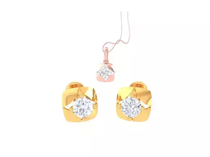 Solitaire Super Light Weight Earring Pendant Set