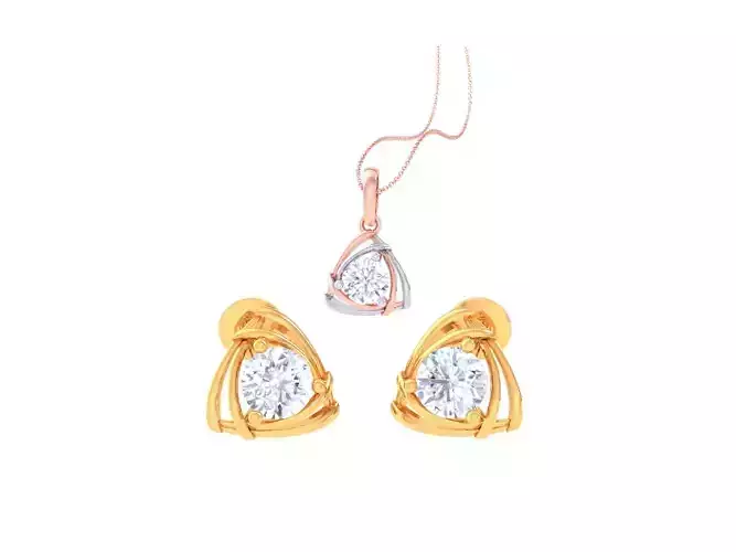 Solitaire Super Light Weight Earring Pendant Set