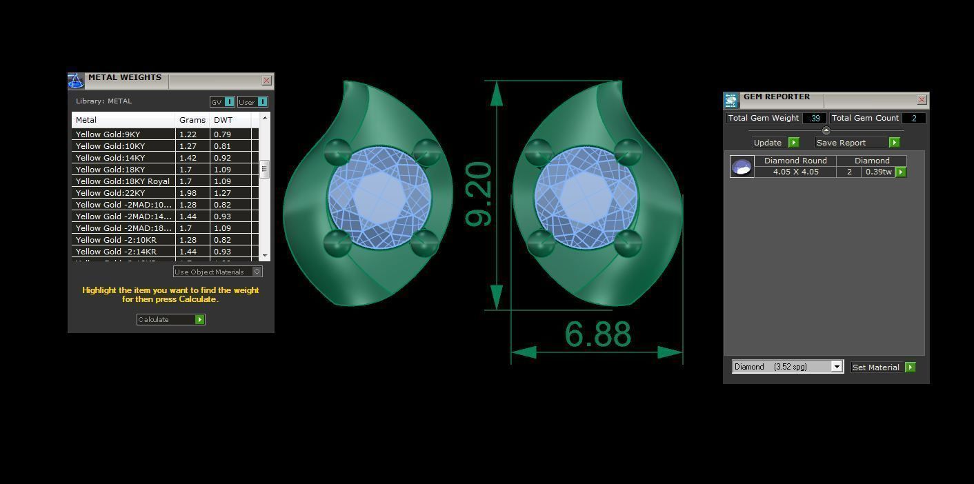 Solitaire Super Light Weight Earring Pendant Set 3D print model_10
