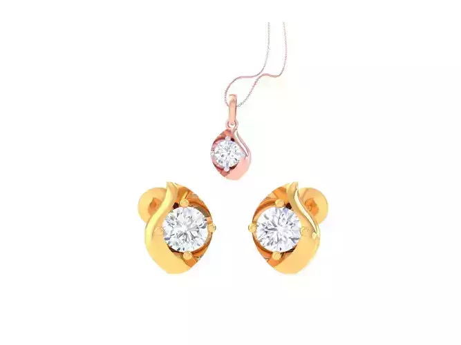 Solitaire Super Light Weight Earring Pendant Set