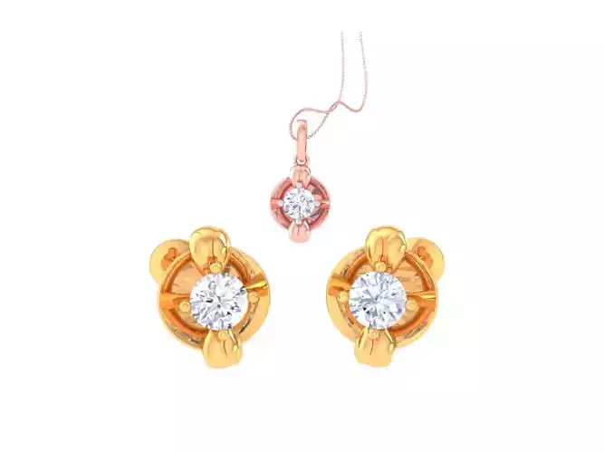 Solitaire Super Light Weight Earring Pendant Set