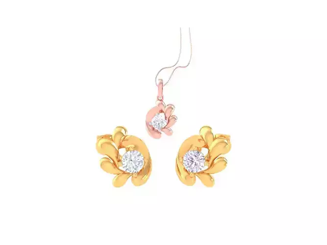 Solitaire Super Light Weight Earring Pendant Set