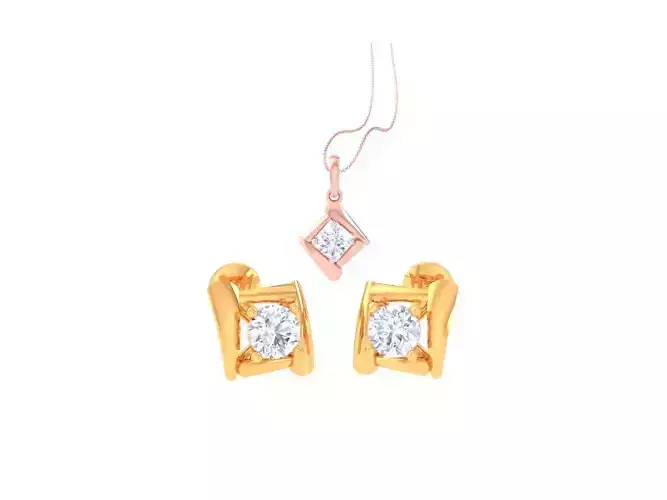 Solitaire Super Light Weight Earring Pendant Set