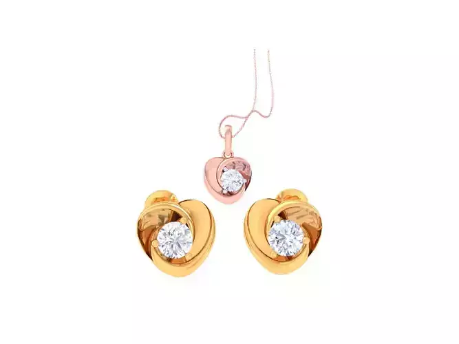 Solitaire Super Light Weight Earring Pendant Set