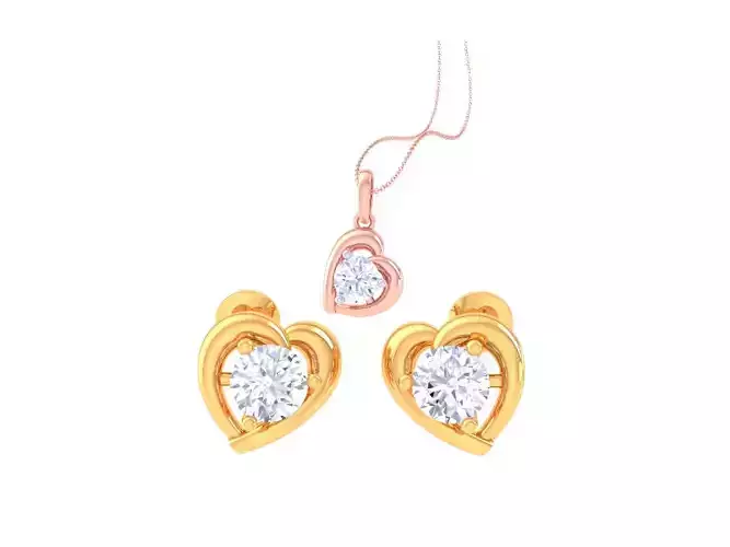 Solitaire Super Light Weight Earring Pendant Set