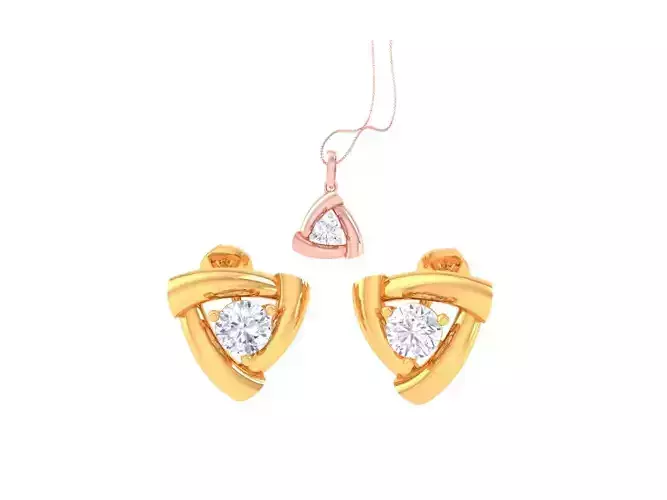 Solitaire Super Light Weight Earring Pendant Set 3D print model Solitaire Super Light Weight Earring Pendant Set 3D print model