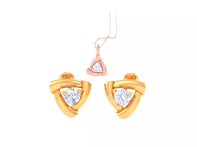 Solitaire Super Light Weight Earring Pendant Set 3D print model_0