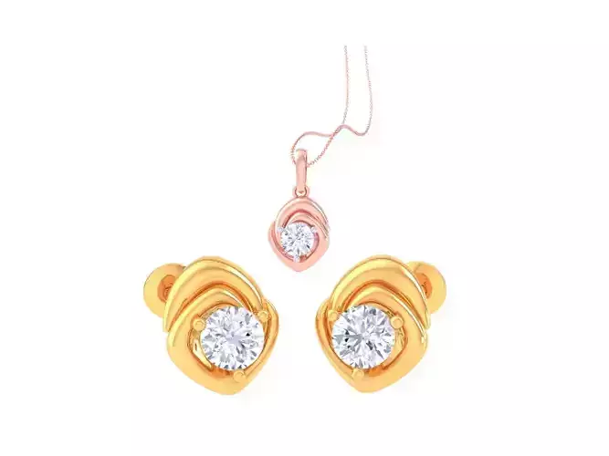 Solitaire Super Light Weight Earring Pendant Set