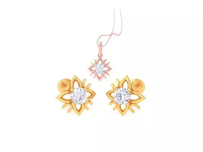 Solitaire Super Light Weight Earring Pendant Set