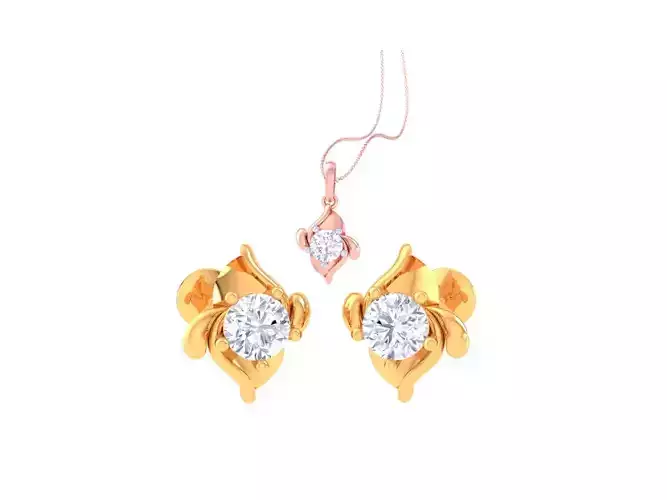 Solitaire Super Light Weight Earring Pendant Set