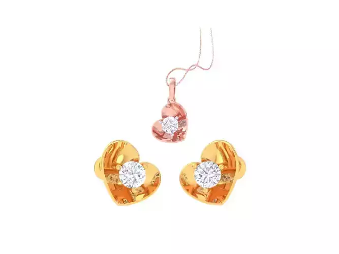 Solitaire Super Light Weight Earring Pendant Set