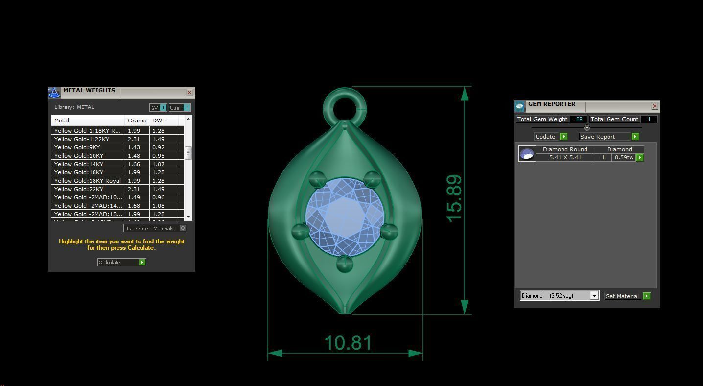 Solitaire Super Light Weight Earring Pendant Set 3D print model_10