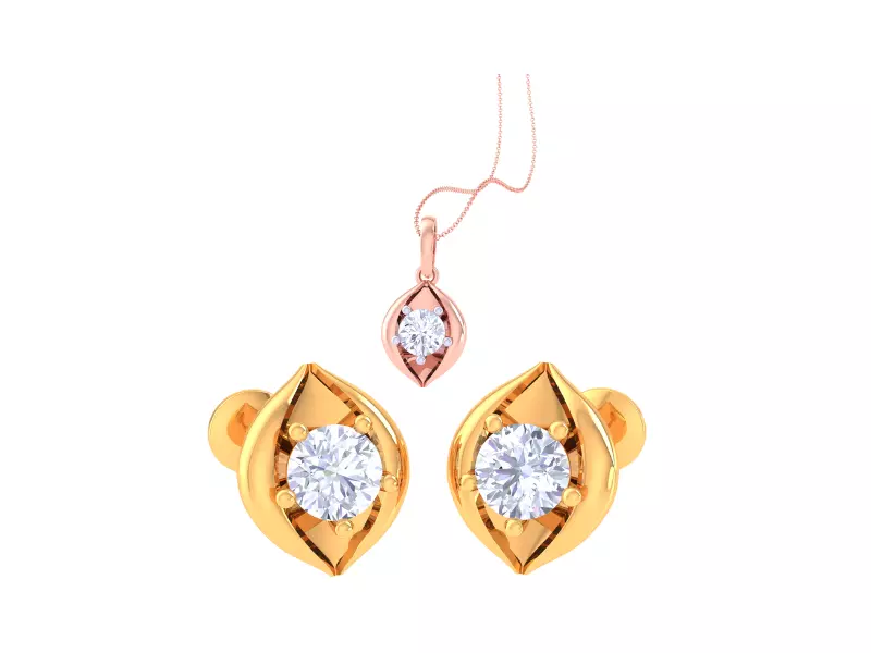 Solitaire Super Light Weight Earring Pendant Set 3D print model_0