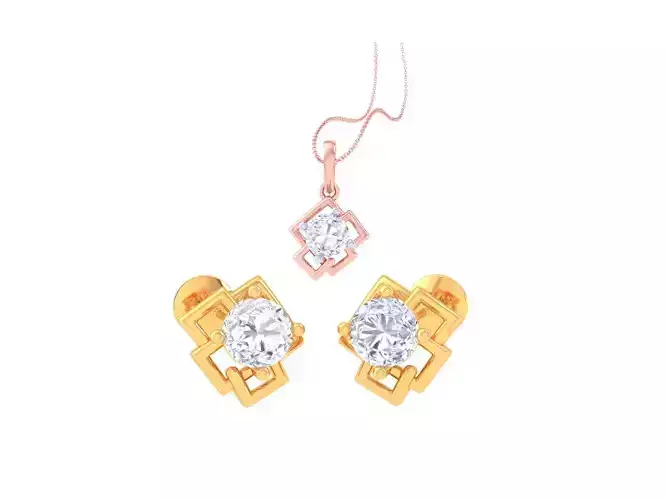 Solitaire Super Light Weight Earring Pendant Set