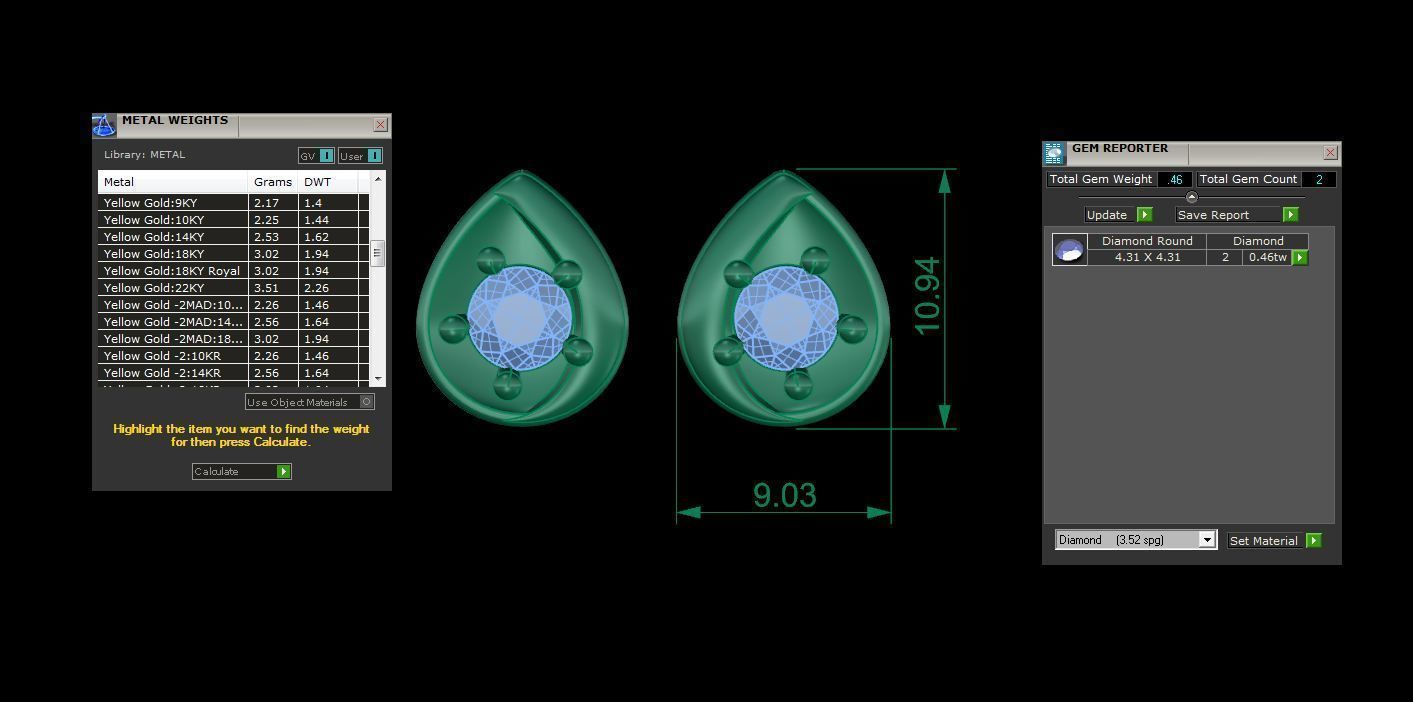 Solitaire Super Light Weight Earring Pendant Set 3D print model_9