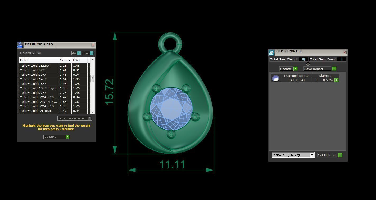 Solitaire Super Light Weight Earring Pendant Set 3D print model_10