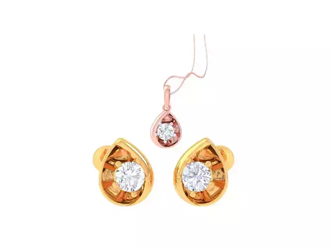 Solitaire Super Light Weight Earring Pendant Set