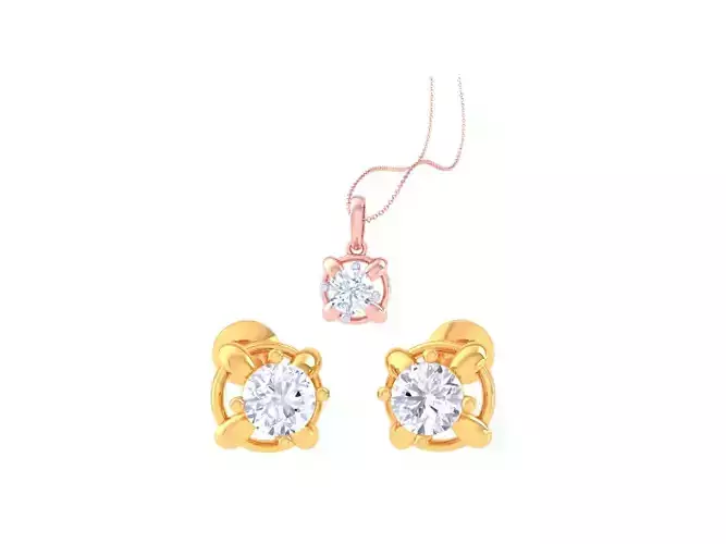 Solitaire Super Light Weight Earring Pendant Set