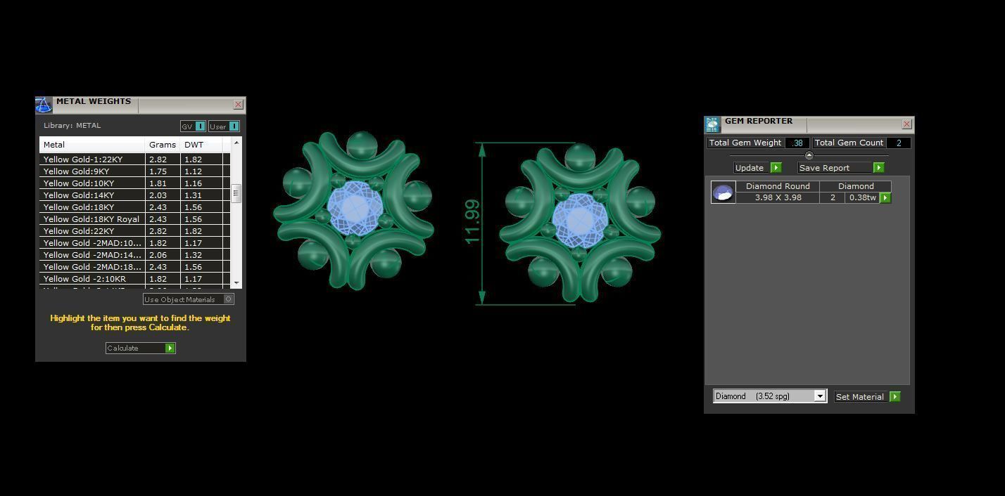 Solitaire Super Light Weight Earring Pendant Set 3D print model_10