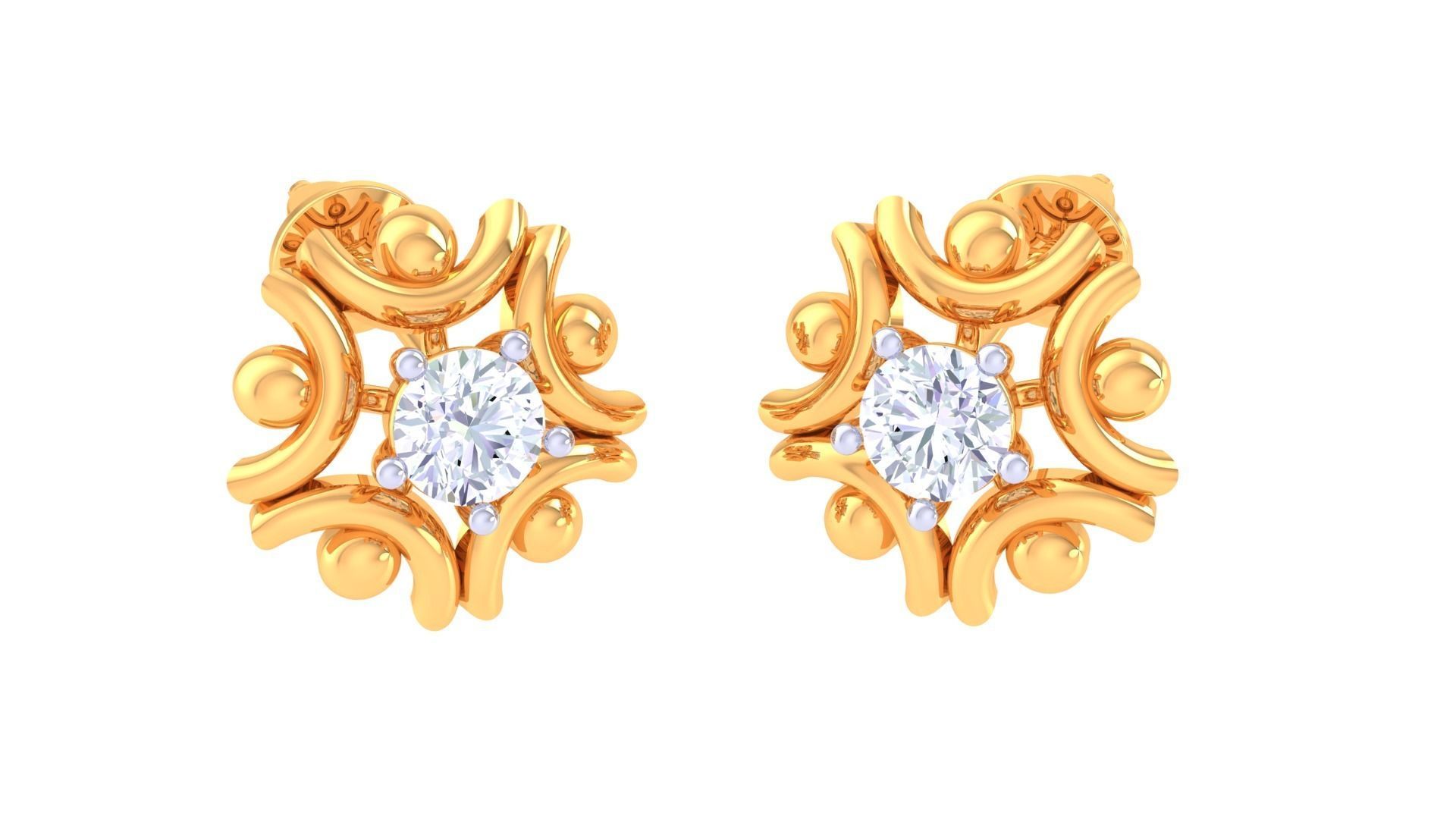 Solitaire Super Light Weight Earring Pendant Set 3D print model_6